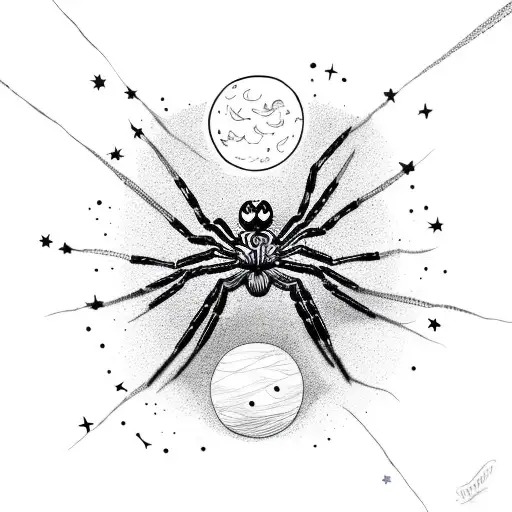 Spider With Stars And Moon