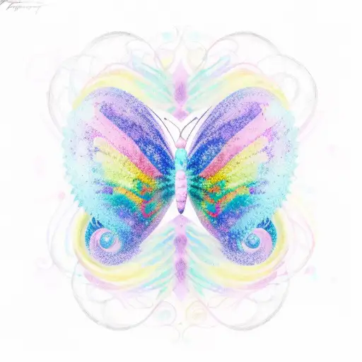 Rainbow Infinity Symbol With Pastel Rainbow Butterfly Wings At The Top