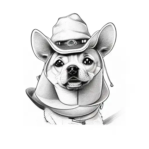 A Sketch-like Illustration Of A Dog Wearing A Worker's Hat