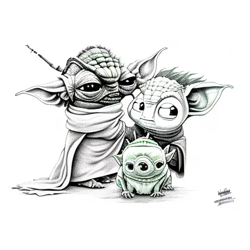 Gir From Invader Zim Hugging Baby Yoda