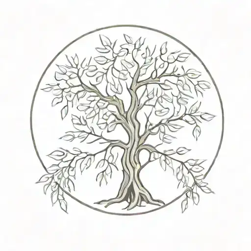 A Weeping Willow Full Of Leaves In A Circle