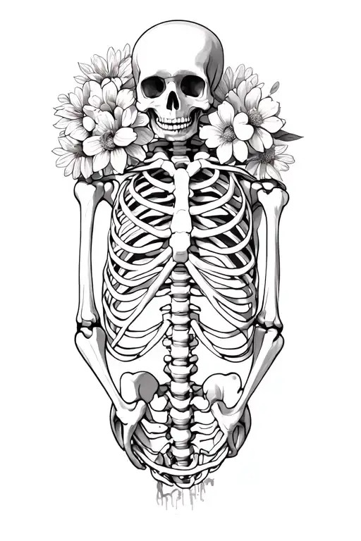 Flowers Taking All Over Skeletons Body Skeleton