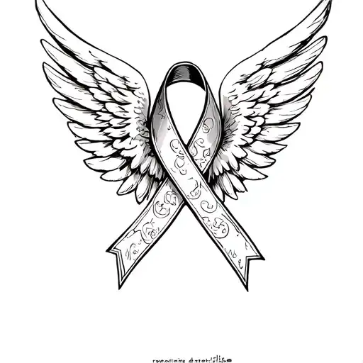 Cancer Ribbonwith Wings Made