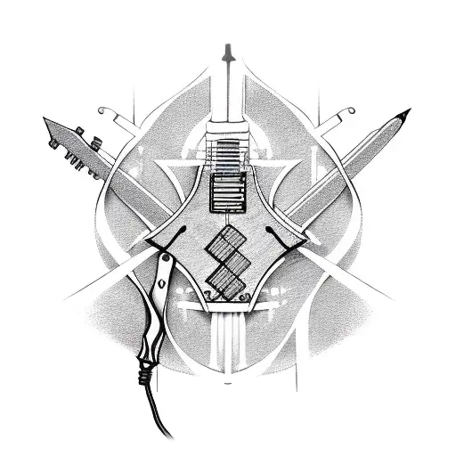 Electric Guitar With Taurus And Deathly Hallows