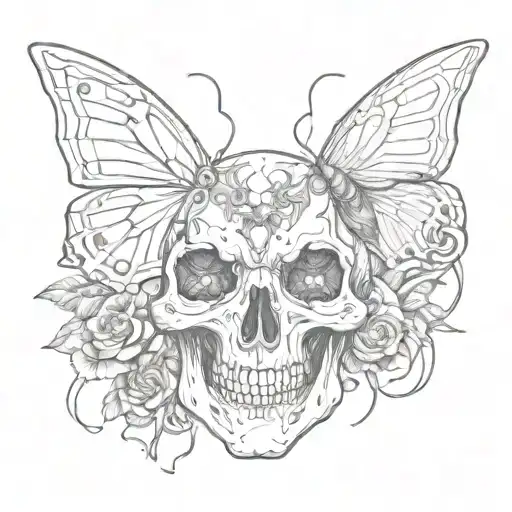 Butterfly And Skull And Demon