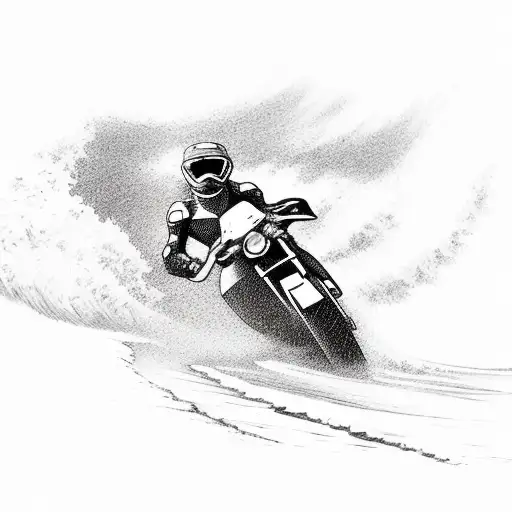 A Motorbike Speeding Across A Beach With Waves Crashing In The Background