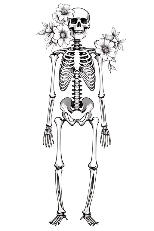 Flowers Taking All Over Skeletons Body Skeleton