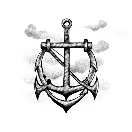 An Anchor With Swallows In The Background