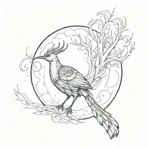 Lyrebird In The Moon Merging Together