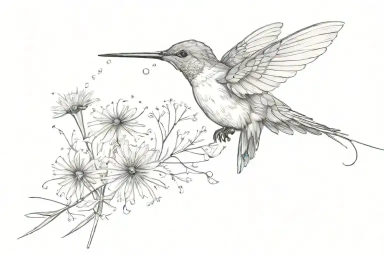Hummingbird Holding A Dandelion Blowing