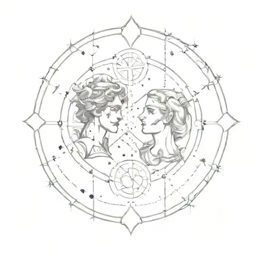 Gemini Constellation Merged With Gemini Zodiac Symbol