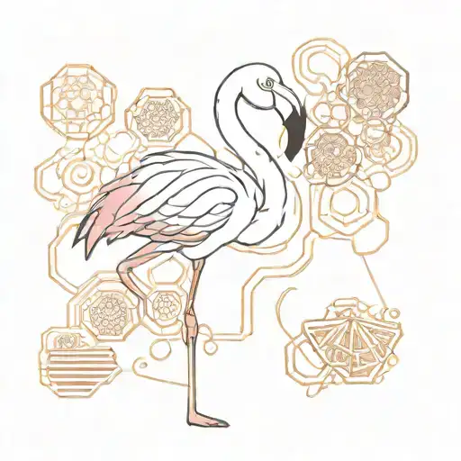 Flamingo With Honey Comb Background