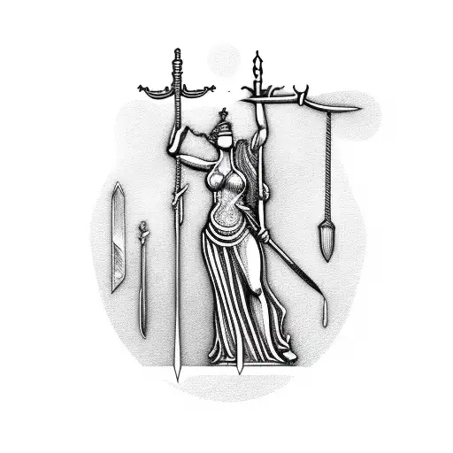 Lady Justice As Caduceus And Sword