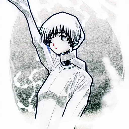 Ayanami Rei From Evangelion In The Style Of The Mother Of God Icon