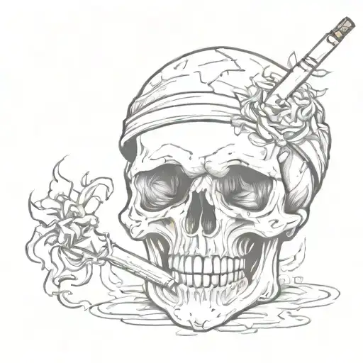 A Sketchy Design Of A Skull Smoking A Joint