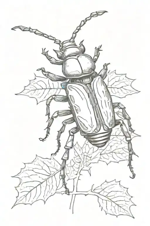 Stag Beetle In Front Of Pretty Leaf