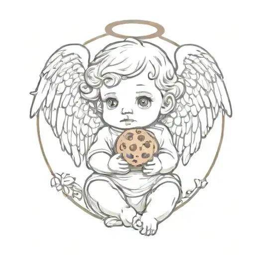 Baby Angel Holding A Cookie