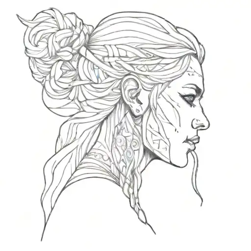 Norse Woman Side Profile Portrait