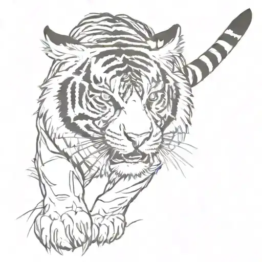 A Tiger Stretching Towards