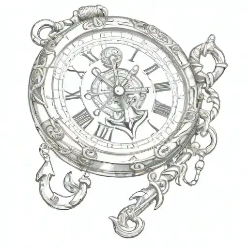 Pocket Watch On Anchor