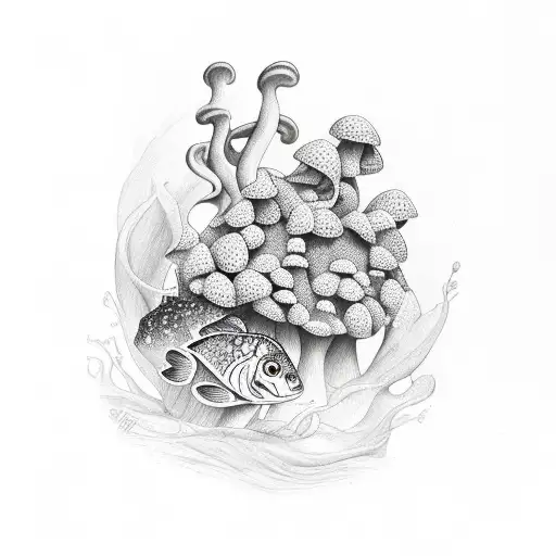 Morel Mushroom With Fish And Letter B