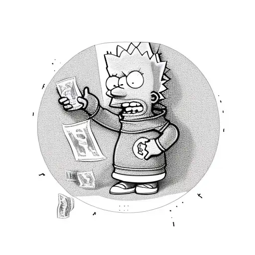 Bart Simpson In A Hoodie With Money In Hand