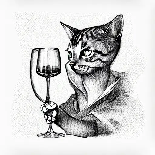 Cat With Wine Glass