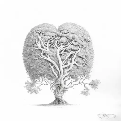 A Dried Tree With A Heart At A Bottom