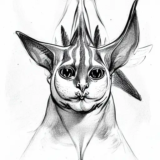 Sphinx Cat With Wings And Two Heads