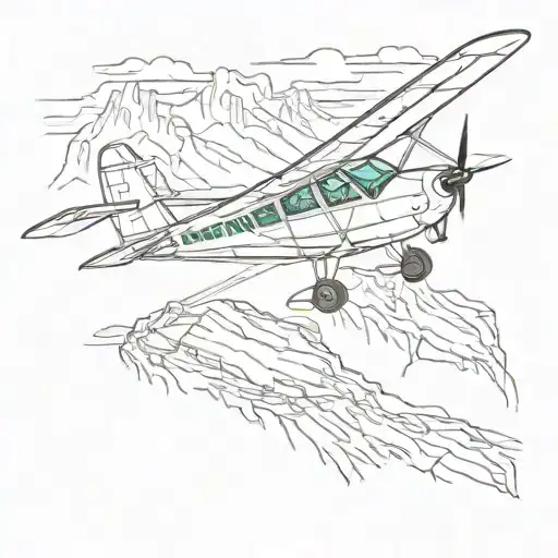 Incorporate A Detailed Illustration Of A Tecnam P92 Eaglet Aircraft Flying Over A Mountain Range