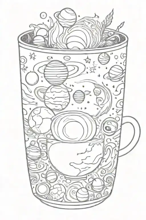 Coffee Cup Mug With Planets Around The Outside Of It