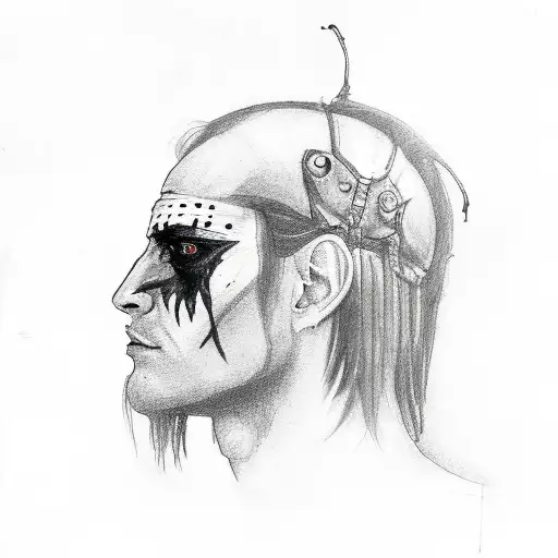 Side Of Face Of Main Character From The Movie 'The Crow' Merging Into An Actual Crow