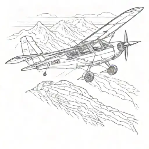 Incorporate A Detailed Illustration Of A Tecnam P92 Eaglet Aircraft Flying Over A Mountain Range
