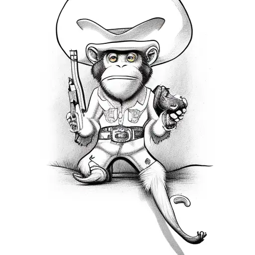 Cowboy Monkey With Banana In Holster