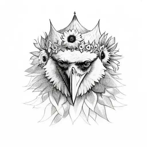 Raven With A Sunflower Crown