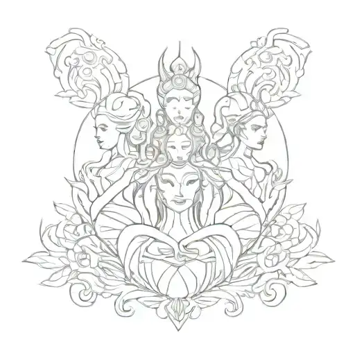 Three-headed Goddess Of Fertility In Fire