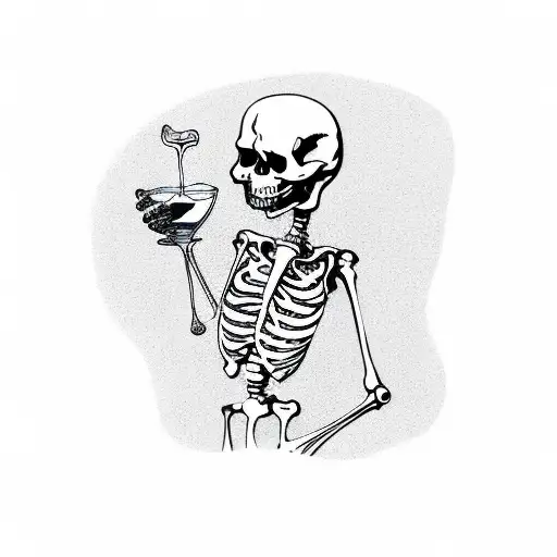 Skeleton Drinking A Cocktail