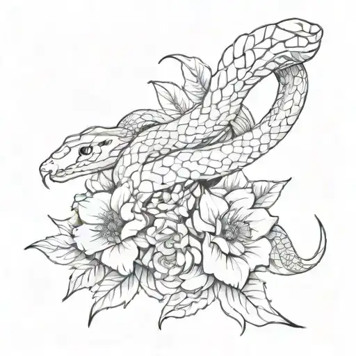 A Middle Finger Gesture Intertwined With A Snake Wrapped Around A Flower