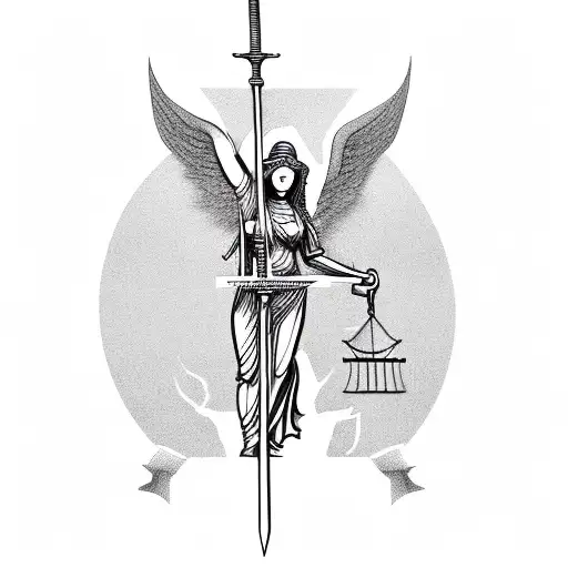 Lady Justice As Caduceus And Sword