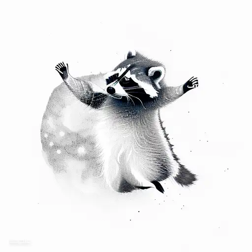 Raccoon Flying In Space
