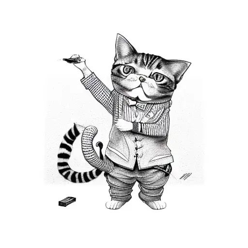 Cat With Pants And Cigar