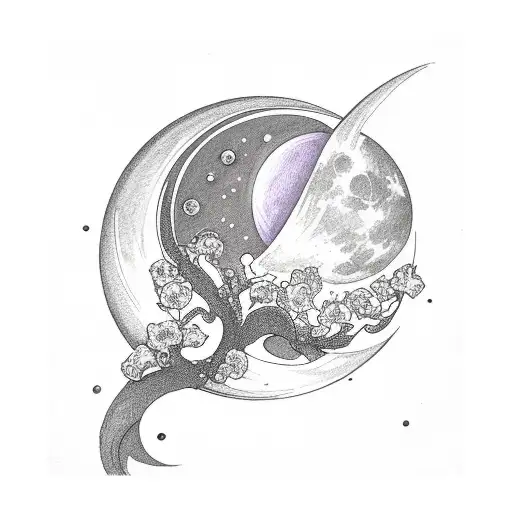 Violets And A Crecent Moon