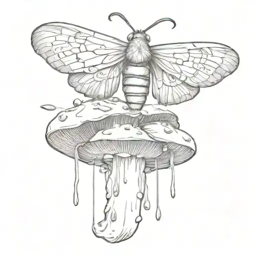 Moth Landing On Mushroom