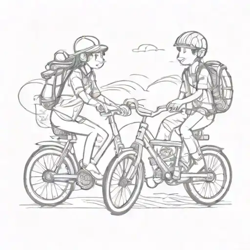 Couple Kids Riding A Bicycle