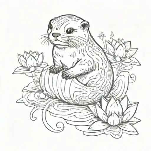 Otter Holding A Lotus
