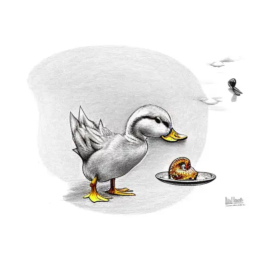 Little Ducklin Eating A Pretzel With A Hidden Semi-colon And Also A Coldplay Reference