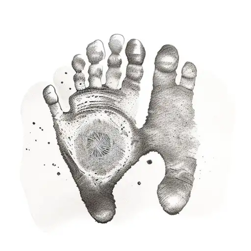 Handprint And Footprint With Sun