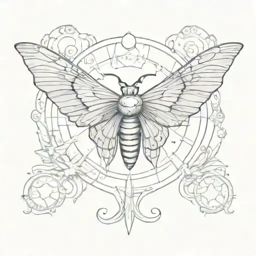 Moth Tarot Card With Sun And Moon