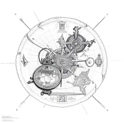 Compas Rose With Nautical Map