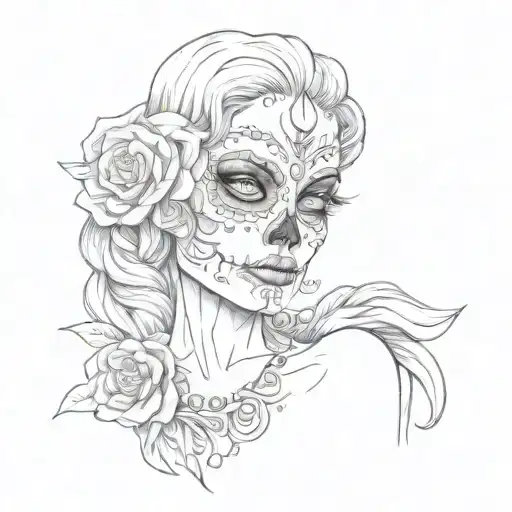 Nude Sugar Skull Woman